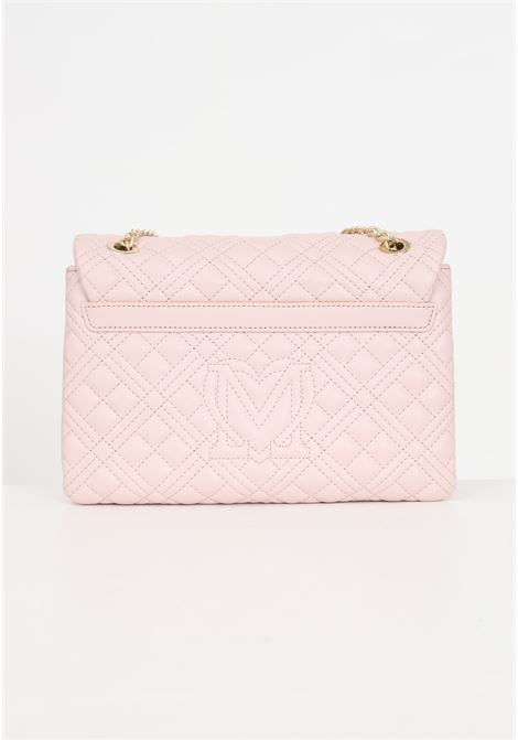 Quilted powder pink women's bag with golden metal lettering chain shoulder strap LOVE MOSCHINO | JC4014PP1ILA0601